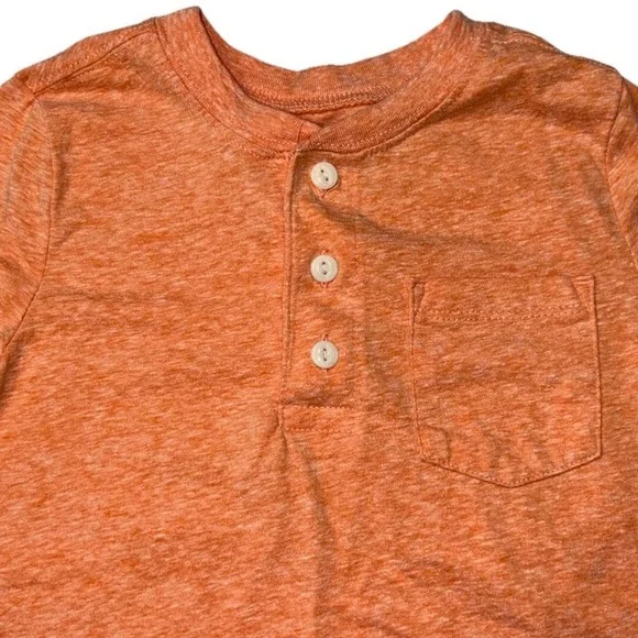 Oshkosh B'Gosh Boy's Orange‎ T-Shirt 1/4 Button Soft Comfort Toddler Size 5T