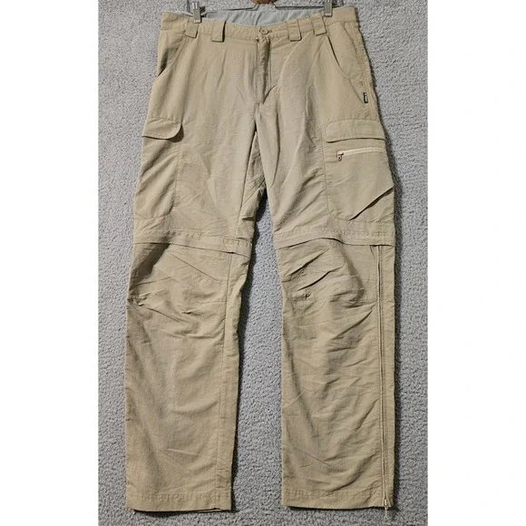 K-Way Convertible Cargo Hiking Pants Mens 34 x 31 Khaki UPF 40 Quick Dry Utility