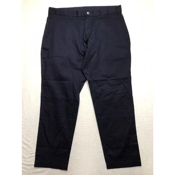 NWT FABLETICS High Side Chino Men 36x29 Navy Blue Wrinkle Resist Stretch Golf