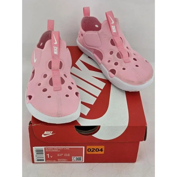 Nike Sunray Protect 4 Water Shoes Sandals sz 1 Youth Girl Pink/White Closed Toe