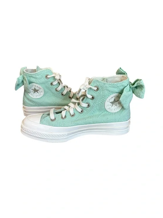 Converse Chuck 70 Bow Green Sticky Aloe Embroidered Floral Women Size 7 NWOB