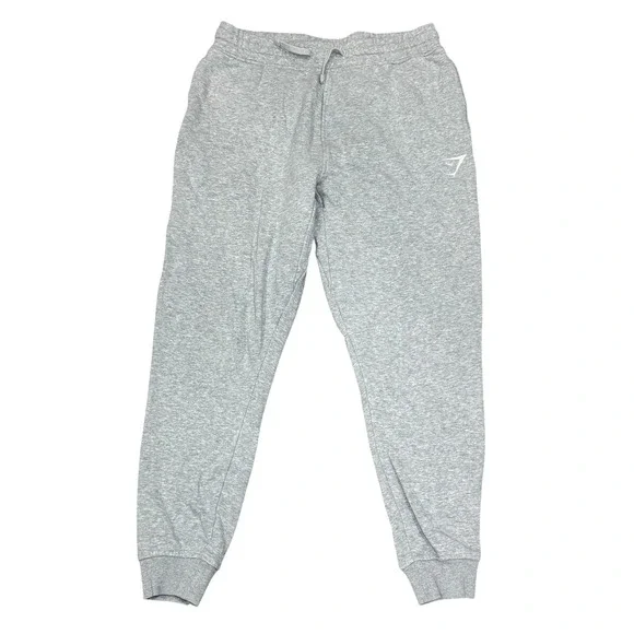 Gymshark Crest Joggers Mens Medium Gray Marl Tapered Fleece Sweatpants A1A2A