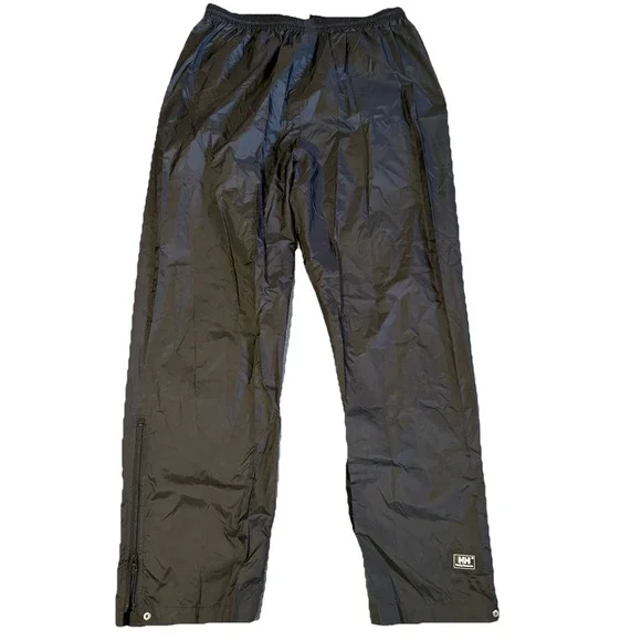 Helly Hansen Packable Hiking Pants Mens XL Black Ankle Zip Wide Leg Baggy Logo