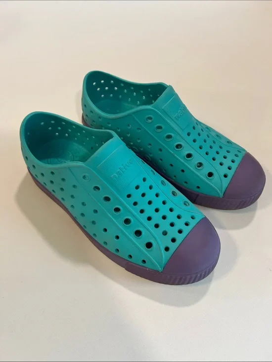 Native - Kids Slip-On Water Shoes in Teal and Purple, 13