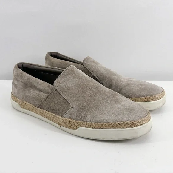 Vince Johan Grey Suede Leather Slip On Espadrille Sneakers Flats Size 9