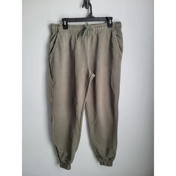 J Crew Joggers Mens Medium Green French Terry Tapered Leg Casual Drawstring
