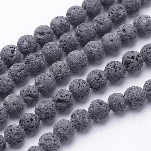 6MM‎ Gray Lava Rock Beads-ONE Gemstone Bead Strand-Jewelry Supplies Crafts NWT