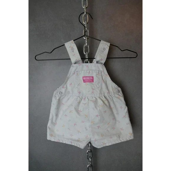 Vintage‎ OshKosh Bgosh Floral Overalls Romper 2T Baby Girl Summer Outfit Cute