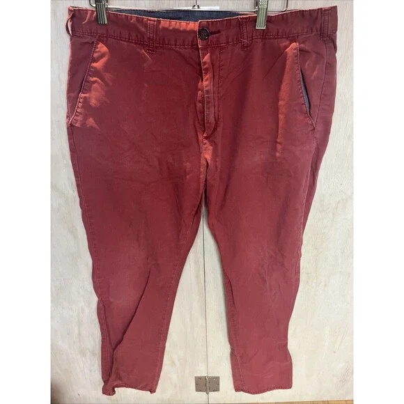 BullHead Mens size 34 Pants KHakis Slacks Skinny Chinos Red 34x32 zip pockets