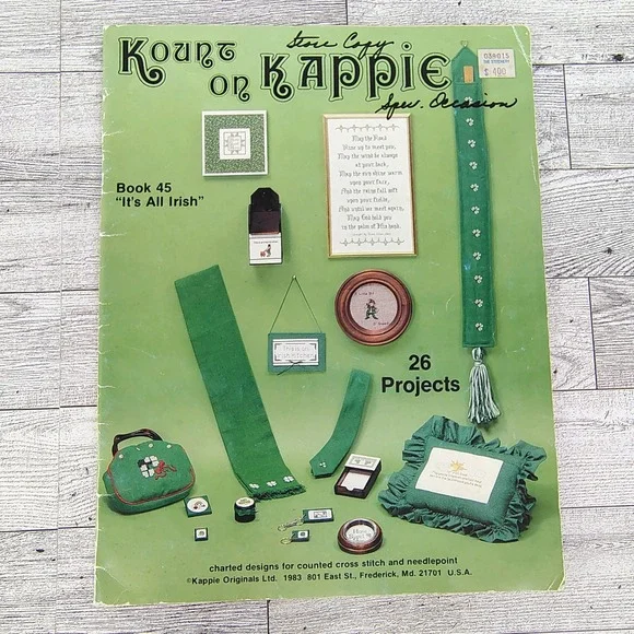 Kount on Kappie It's All Irish 1983 Vintage Cross-Stitch Pattern Book 26 Project