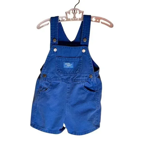 Vintage Royal Blue Oshkosh B'Gosh Shortalls Overalls Size 18M 80's/90’s Vestback
