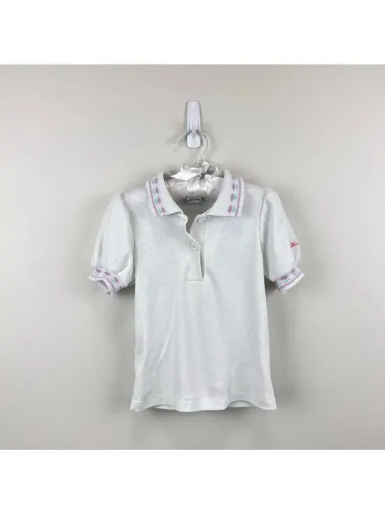Vintage OshKosh B'gosh Short Sleeve White Flower Top 4T USA