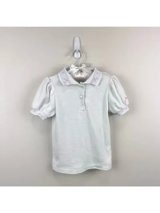 Vintage OshKosh B'gosh Short Sleeve White Flower Top 4T USA