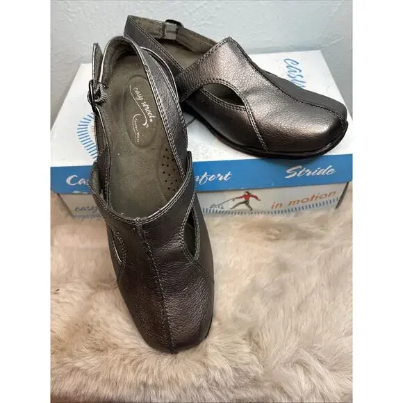 Easy Street Sportster Slingback Mule Pewter‎ 7.5 M