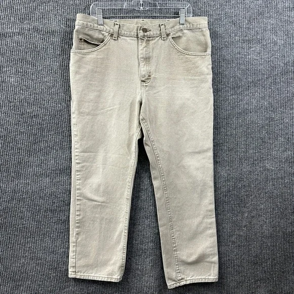 Lee Mens Chino Pants Size 38 Beige Casual Straight Leg Flat Front‎ Mid Rise