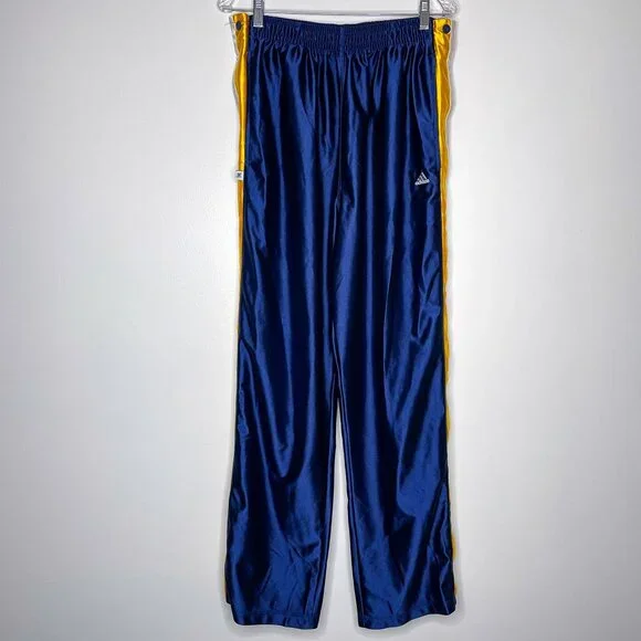 Vintage Adidas Snap Tear Away‎ Pants Blue Yellow Athletic Track Basketball 2001