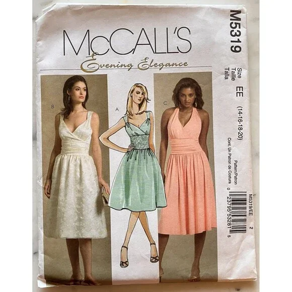 McCall's Pattern M5319 Women's Dresses Evening Elegance 3‎ Styles Sz 14-16-18-20