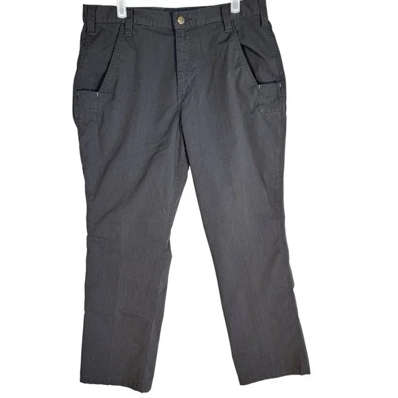Carhartt Pants Mens 34x29 Gray Ripstop Workwear Utility Zipper Pocket Outdoor