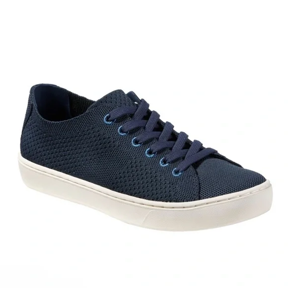 LL Bean Eco Bay Knit Sneakers Stretch Lace Up Navy Blue Womens 10 Washable