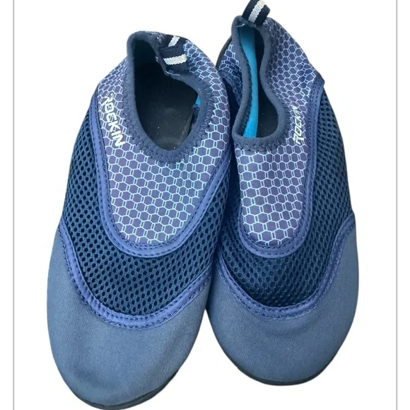 Aqua Blue Water Shoes Slip-On Mesh Design