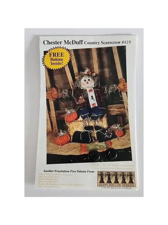 Happy Hollow Chester McDuff Country Scarecrow Sewing Pattern Uncut # 419
