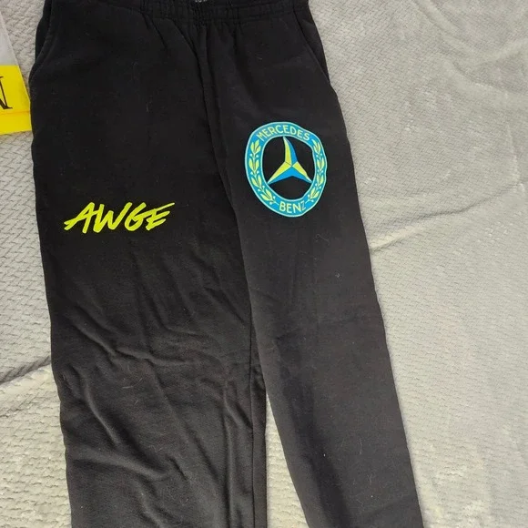 AWGE Sweatpants Mens Medium Black Mercedes Benz Graphic A$AP USA Streetwear NWOT