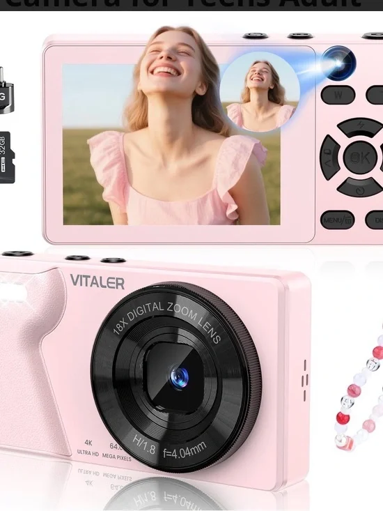 Pink Digital Camera – Compact 18x Zoom