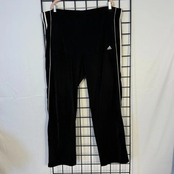 Vintage Adidas Track Pants Mens XL Black 3 Stripes Athleisure Zip Ankles‎ Y2K