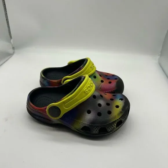 Crocs Kids Multicolor Slip-on Clogs with Yellow Strap