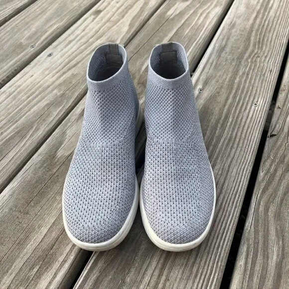 ** Eileen Fisher Gray Sneakers Platform slip on woven knit tenns shoes 5.5