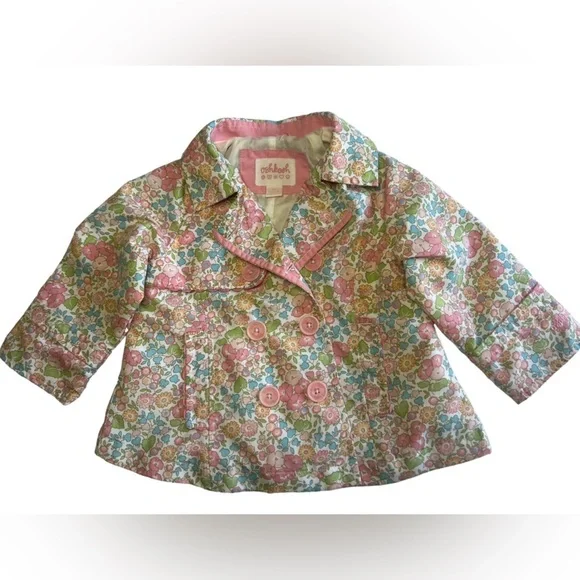 Oshkosh vintage jacket with pink, blue and green floral design size 2T