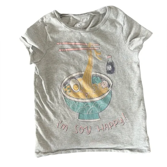 Girls Ramen Shirt, I’m Soy Happy, 7/7A, OshKosh, Gray