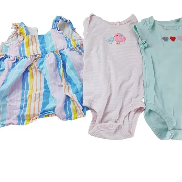 Girls 6-Month Bundle: OshKosh Dress & Carters Bodysuits