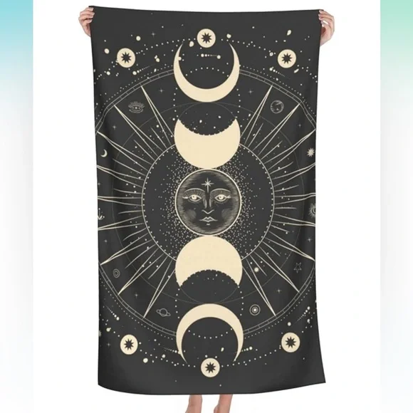 Mystic Celestial Moon Phase Beach Towel