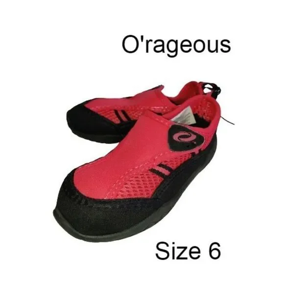 O'rageous Girls Water Shoes Hot Pink Black Toddler Quick Dry Size 6 NEW