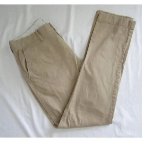 Men'sJ Crew Flex Athletic Slim Brown Pants Sz W33, L30 (MP415)