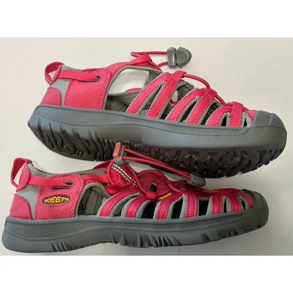 Keen Whisper Sandals Girl's Sz 2 Hot Pink Quick Tie Hiking Camping Water Shoe