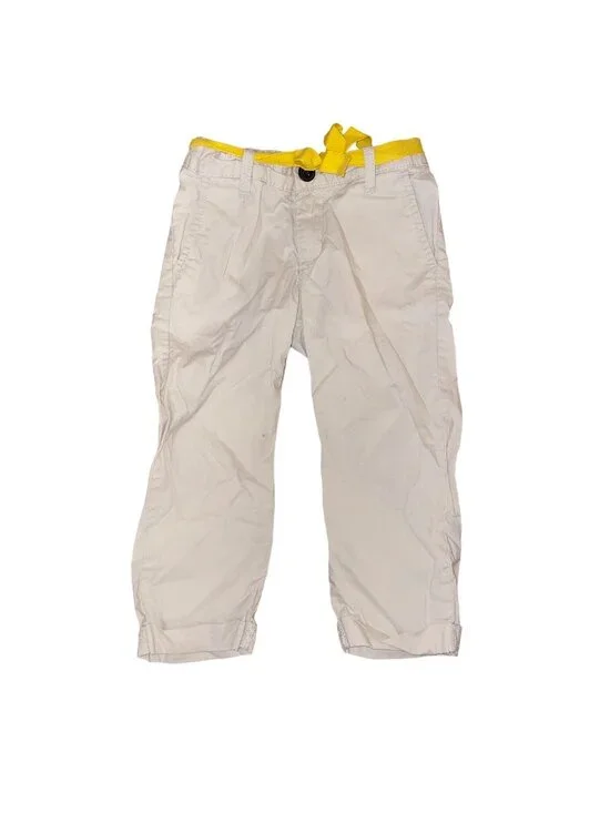 OshKosh Beige Girls Cotton Pants W/ Yellow Belt Size 5