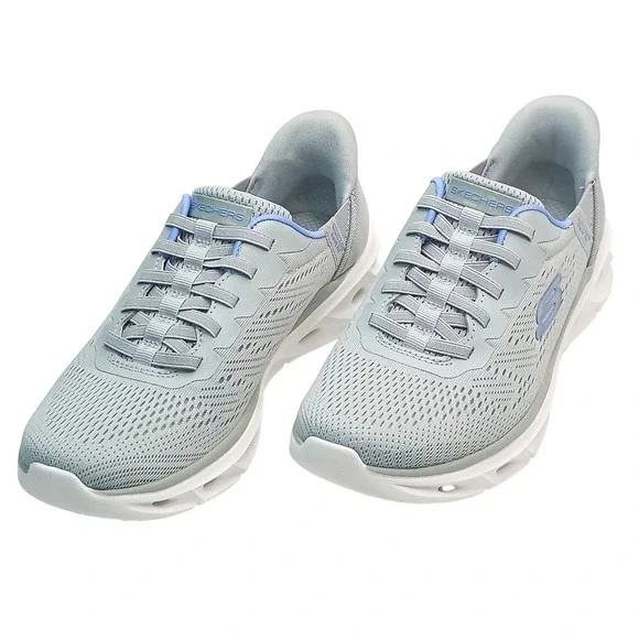 Skechers Hands Free Slip-ins Glide-Step Women Size 6 Grey Blue Mesh 129341