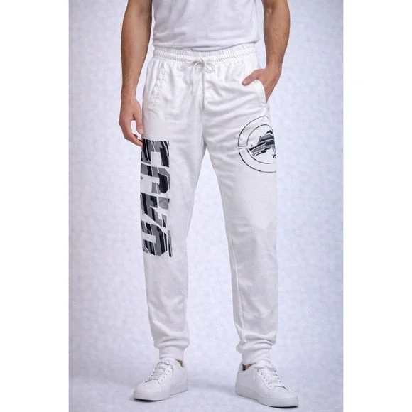 Ecko‎ Function Mens White Graphic Joggers Camo Logo Sweatpants Medium