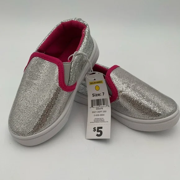 Silver Sparkly Girls Shoes  Sizes 9 & 10