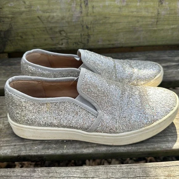 Sofft Somers‎ Silver Glitter Slip On Sneakers Low Top Sparkle Size 9 Fairycore