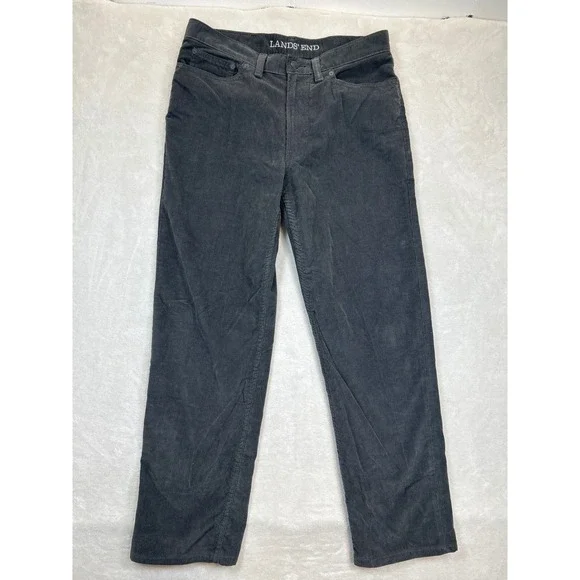 Lands' End‎ Pants Mens 33x29 Gray Corduroy Traditional Fit