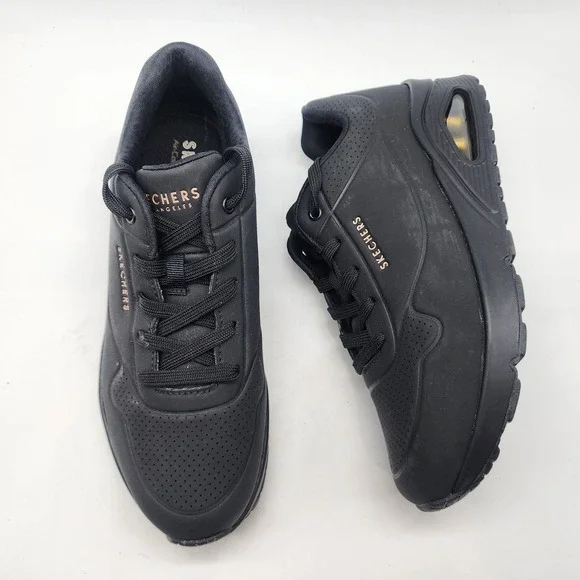 Skechers Uno Stand on Air Sneakers Women's 9 Black Rose Gold Accents