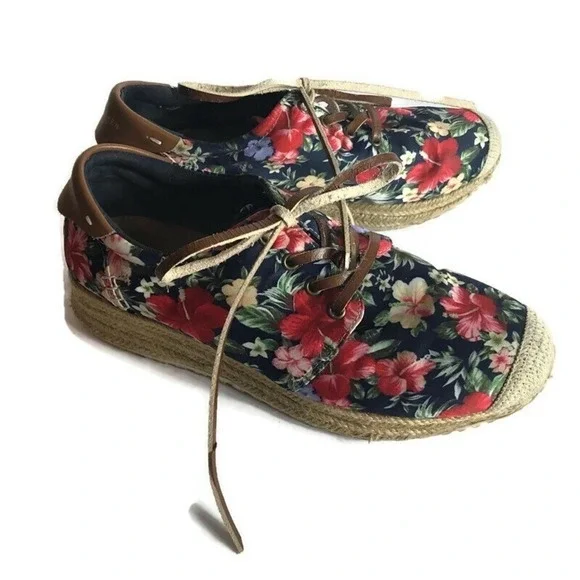 Sixty‎ Seven 67 Floral Canvas Platform Shoes Leather Laces Sneakers 39 US Size 8