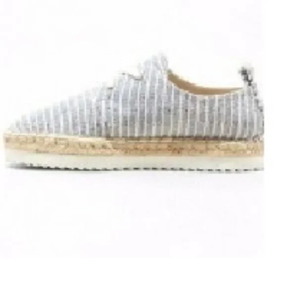 Universal Thread Joelle Blue White Stripe Laces Cotton Weave Espadrille Sneaker