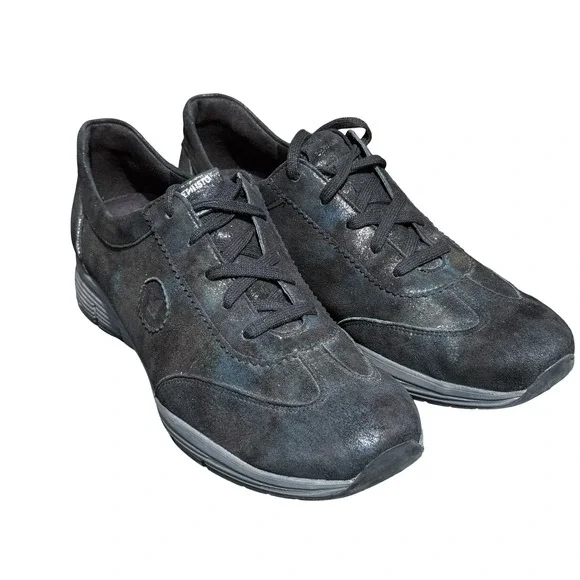 Mephisto Yael Run Off Women's 11 Black Suede Iridescent Metallic Sneakers‎ Shoes