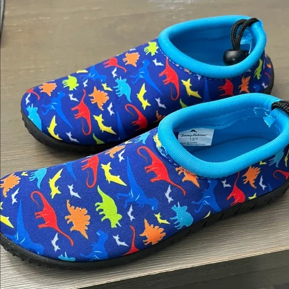 Tommy Bahama Kids Water Shoes - Blue with Dinosaur Print. 13/1