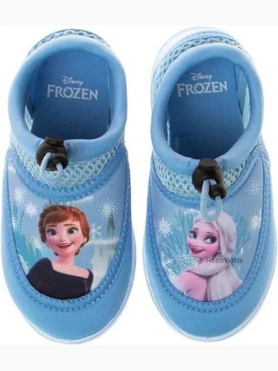 Girls Frozen Water Shoes - Pool Aqua Socks - Bungee Beach Slides - Quick Dry