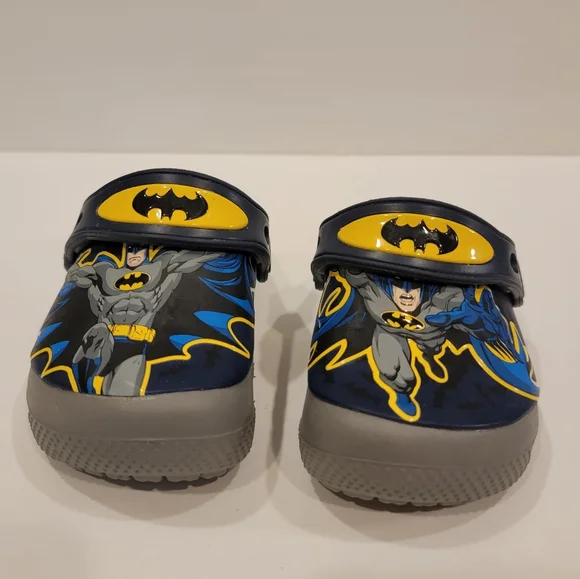 Rare Crocs Batman Superhero Sandals | Infant Size C5 | Blue, Yellow, Size 5 Baby